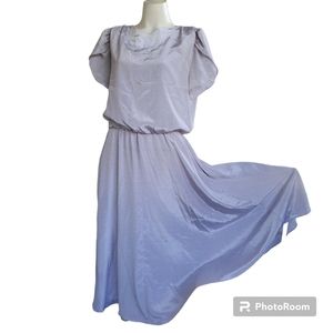 Vintage 80s Blake Elizabeth Petals Sleeves 2 Pockets Pleated Circles Print Dress